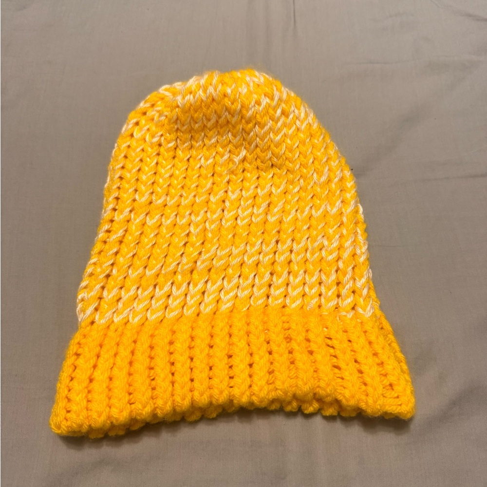 Handmade knitted Yellow Beanie